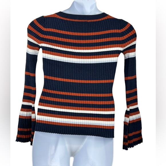 Bar III Bell Sleeve Striped Ribbed Sweater size Medium - Picture 7 of 16